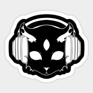 Cat with Headphones Sticker